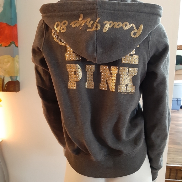 PINK Victoria's Secret Tops - BLING! Victoria's Secret Pink Zip up Hoodie S
